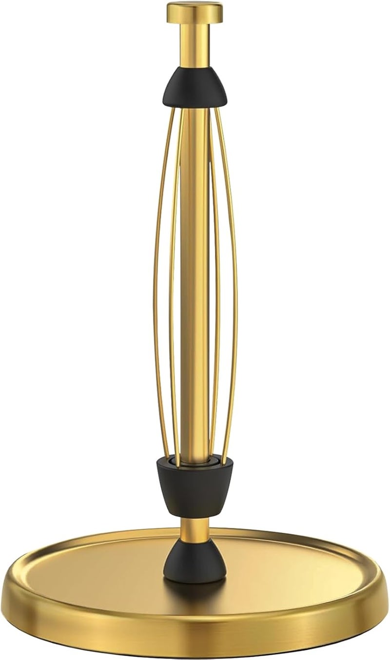 Swaitee Paper Towel Holder Countertop, Gold Kitchen Accessories Decor, Stainless Steel, Weighted Base, Gold, Paper Towel Roll Holder Stand with Ratchet Mechanism for Kitchen Bathroom Farmhouse Essentials - Image 1